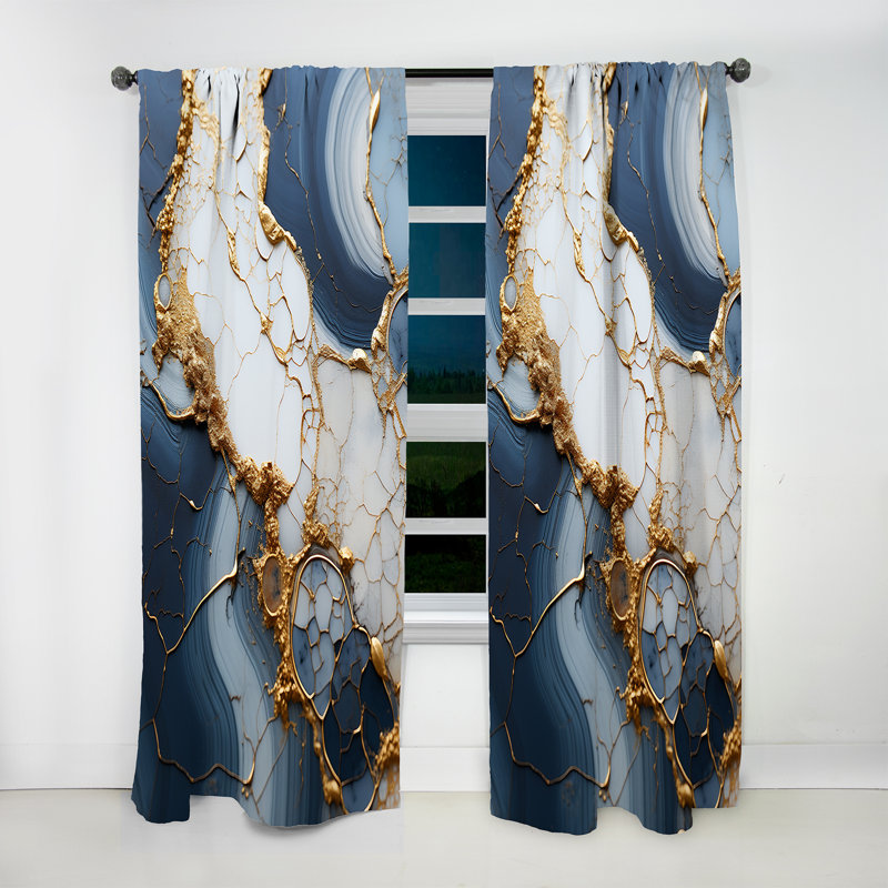 Gleanarm - art abstrait liquide et bleu III - rideau en velours moderne - obscurcissant - 1 panneau, L 52 po x L 90 po