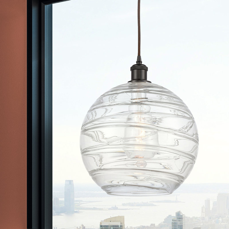 Luminaire suspendu en forme de globe à 1 lumière Mott, Bronze huilé, Ampoule non incluse