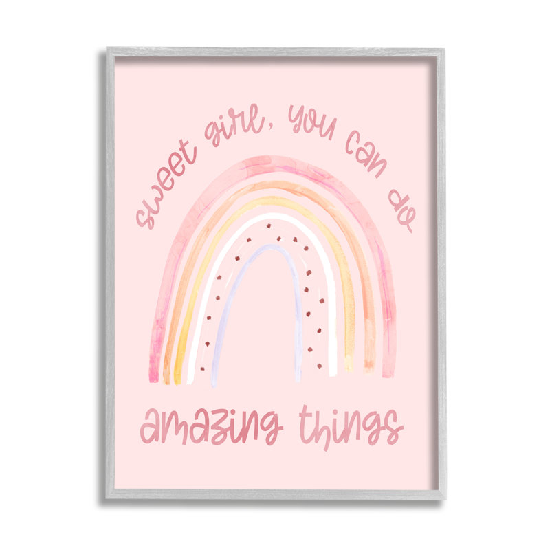 «Sweet Girl Amazing Things», phrase arc-en-ciel tacheté rose, Estampe numérique Farmhouse, H 30 po x l 24 po