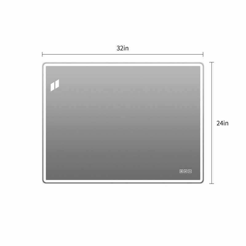 24" W × 32" H Rectangular LED Bathroom Mirror, Equipped with Front & Back Lighting Functions and Built‑in Anti‑Fog Feature