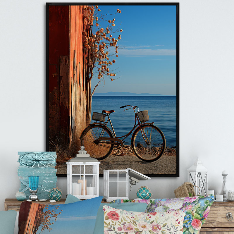 Cobalt cruiser bicyclette sur toile, Cadre flottant noir, H 44 po x l 34 po x P 1,5 po