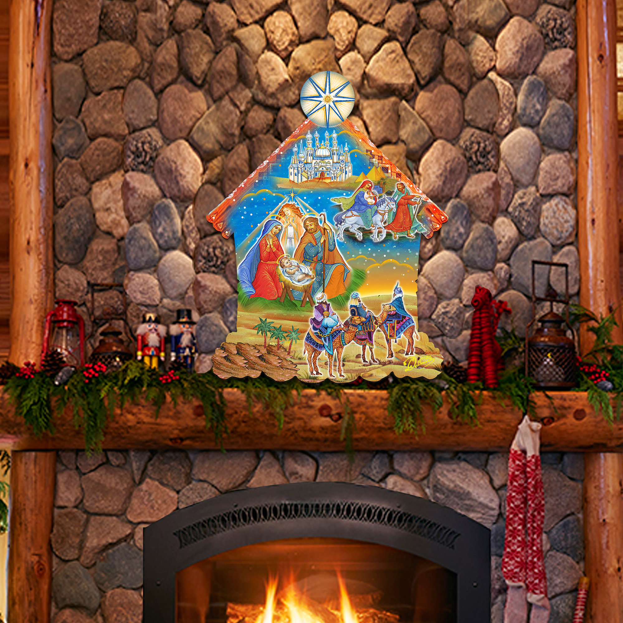 The Holiday Aisle® Up Up and Away Advent Calendar Hanging Figurine Wood