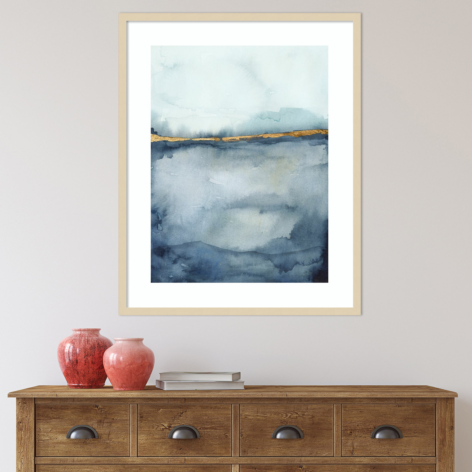 Coastal Horizon II Print by Victoria Borges, 43.12" H x 34.12" W x 0.88" D, White Framed Paper, Brown