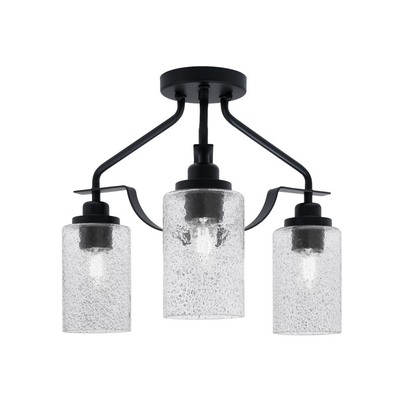 Luminaire semi-encastré 3 lumières Odyssey au fini noir mat avec verre fumé de 4 po