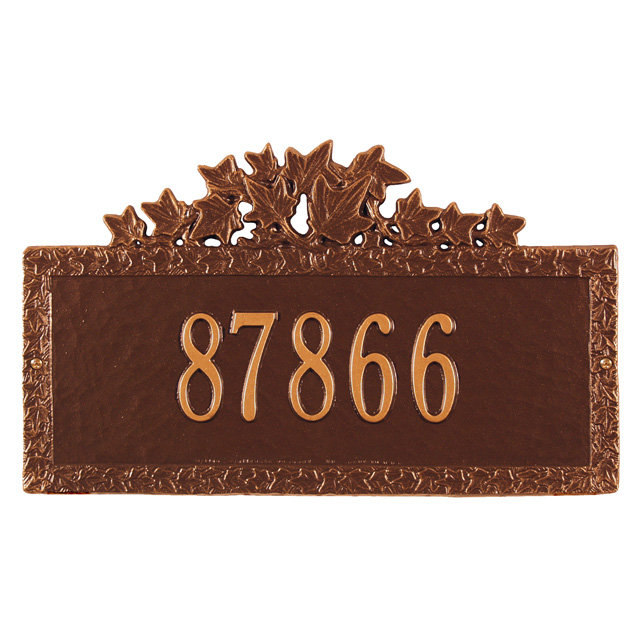 Plaque d'adresse murale 1 ligne Ivy, Cuivre antique, Oui