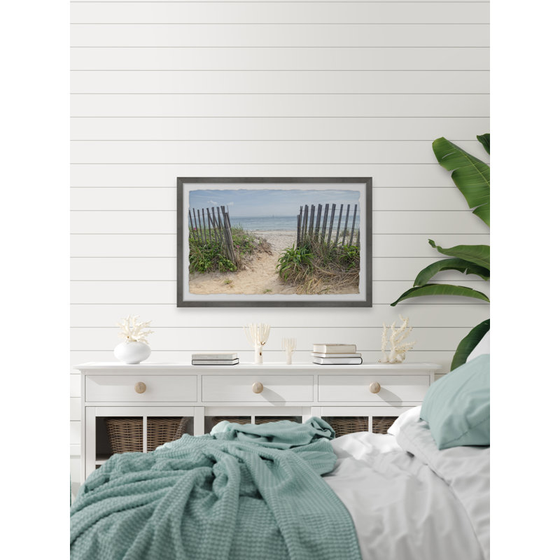 Reproduction de photo encadrée « beach entrance » sur papier, H 24 po x l 36 po x P 1,5 po
