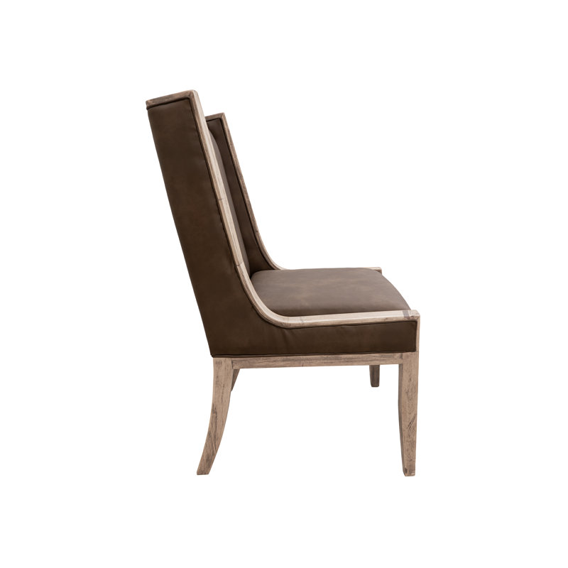 Chaises avec revêtement, Bois naturel, Tissu brun