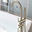 Robinet de baignoire à fixation au sol en or brossé - Robinet de baignoire autoportant avec douche à main et excellente structure à contrôle précis-121320291