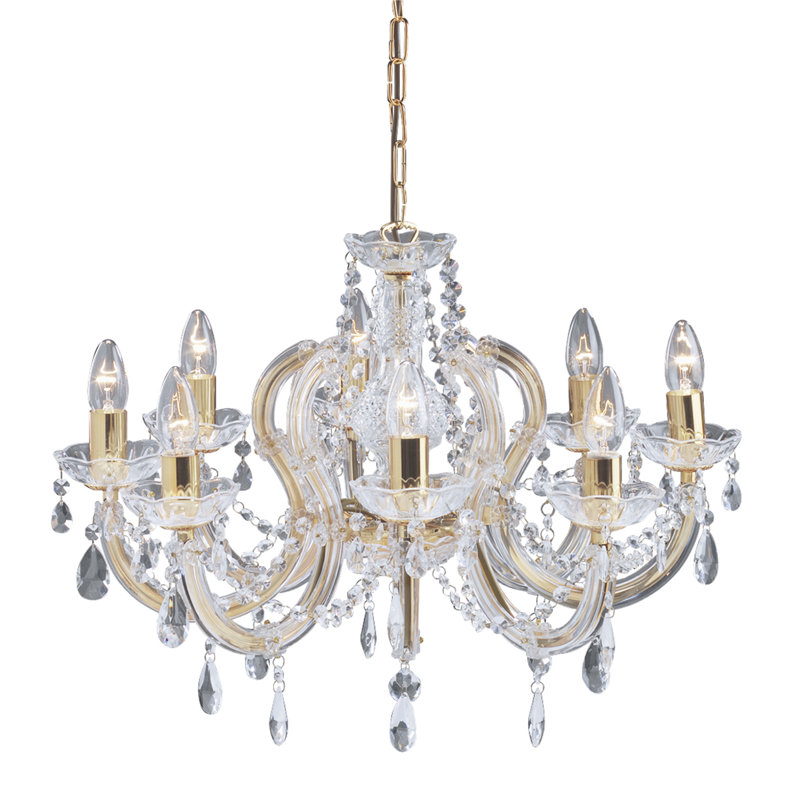 Kelly 8 - Light Candle Style Chandelier, Gold