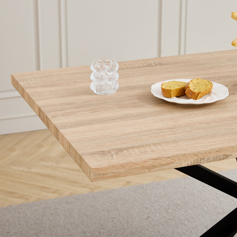 Modern Minimalist Rectangular Dining Table - Dining Table - For 4-6 People , Light Yellow Wood