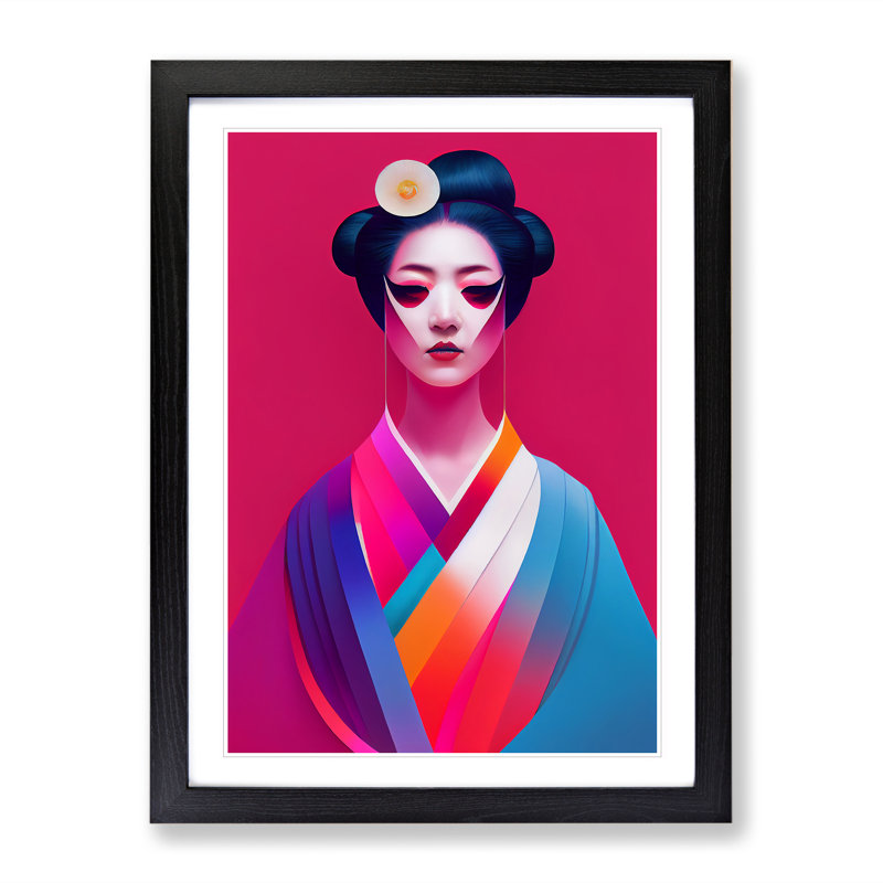 Geisha A Colour No.2 - Single Picture Frame Print, Black, 64cm H x 46cm W x 2cm D