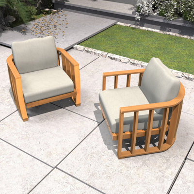 Baryn Acacia Patio Chair With Cushions