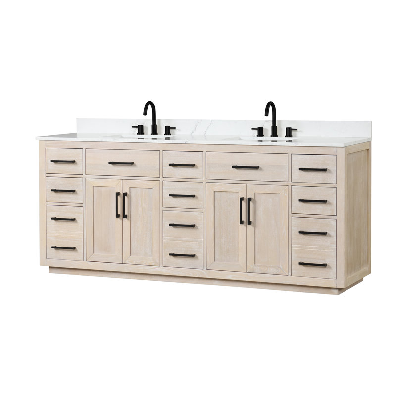 84 Meuble-lavabo double avec comptoir 84, Chêne clair