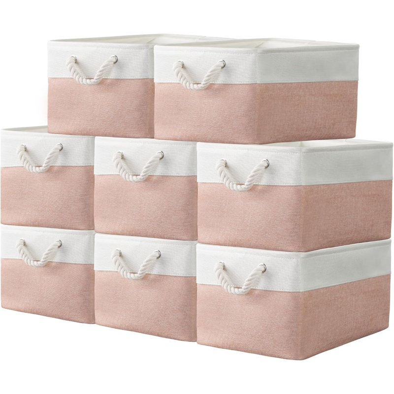 Paquet de 8 bacs de rangement en tissu avec poignées