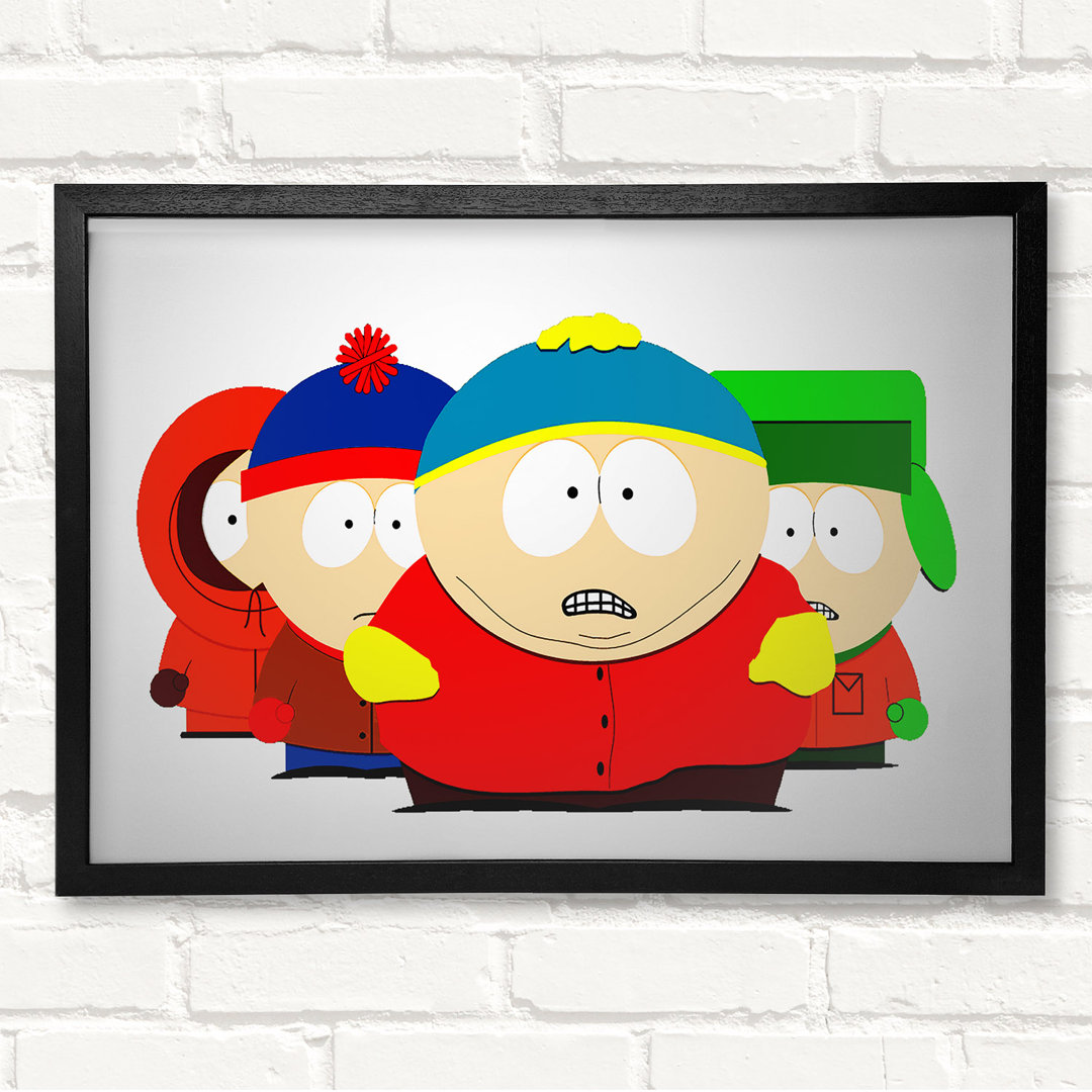 South Park-Charaktere - Geschlossener Eckrahmen Kunstdrucke auf Holz