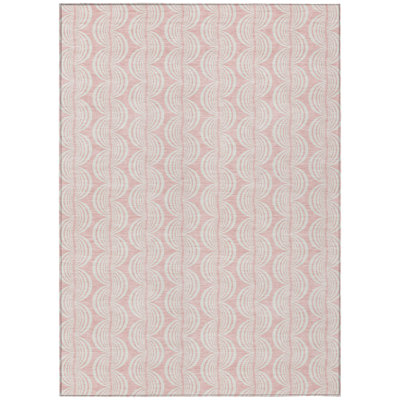 10' X 14' Pink Ogee Washable Indoor Outdoor Area Rug