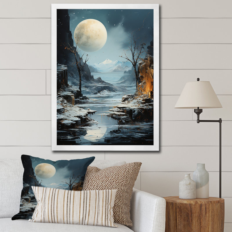 Bleu gris Mercury Plutos Paradox - Mercury Wall Art Living Room, H 40 po x l 30 po x P 1,5 po, Cadre photo blanc
