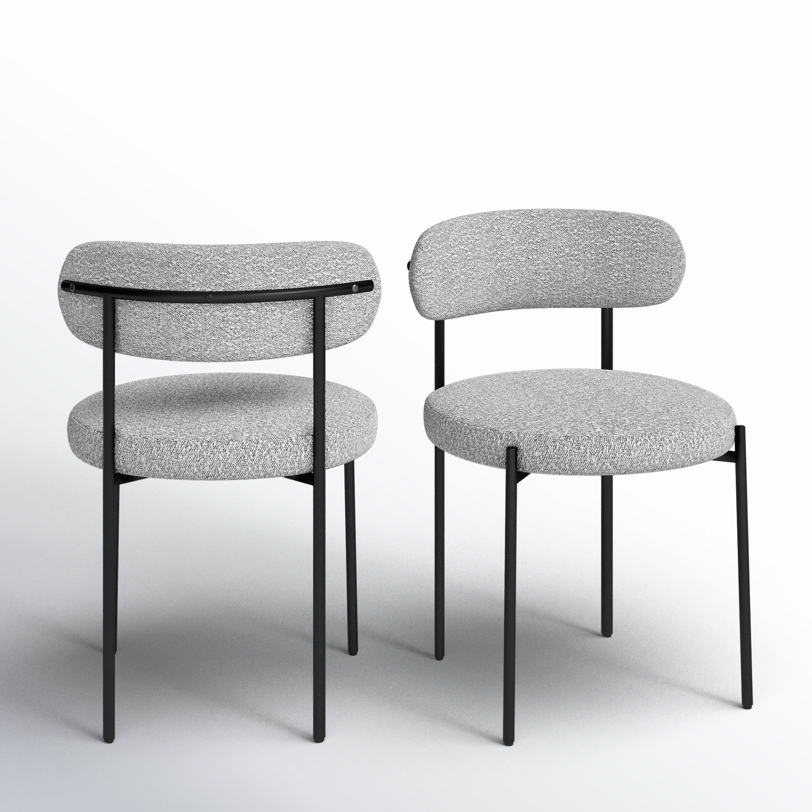 Sherwood Dining Chair, Grey Boucle, Matte Black