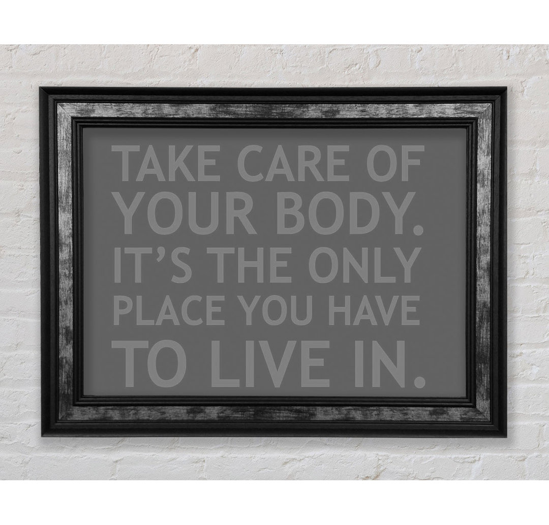 Hinde Take Care Of Your Body Beige Gerahmter Druck Wandkunst