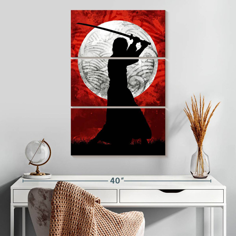 Leisha Samurai Moon Red, 32" H x 20" W