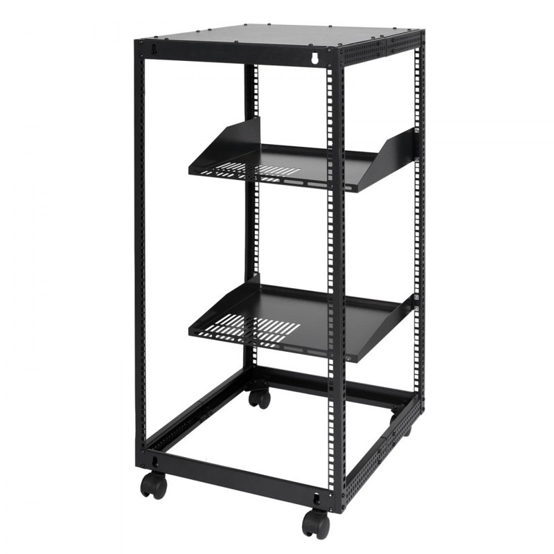 20U Open Frame Server Rack, 15''-40'' Adjustable Depth, Free Standing or Wall Mount Network Server Rack, 4 Post AV Rack with Casters, Holds All Your Networking IT Equipment AV Gear Router Modem