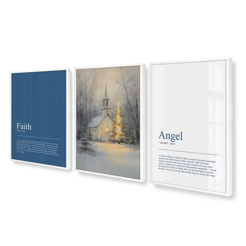 «Heaven's Light», ensemble de 3 reproductions d'art, H 11,5 po x l 28,5 po, Blanc opaque