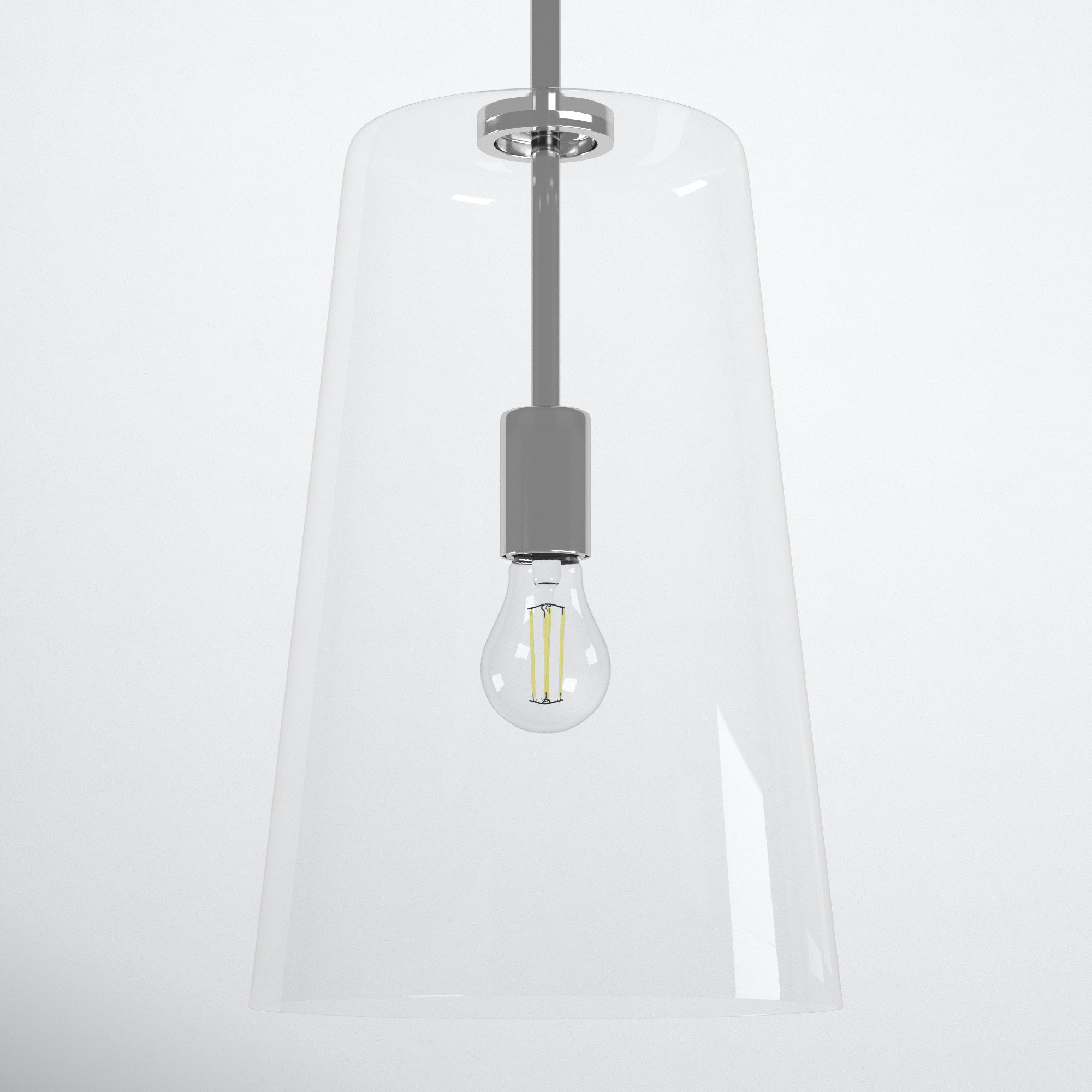 Selena Single Light Glass Dimmable Pendant, Silver, 15.88" H x 10.5" W x 10.5" D