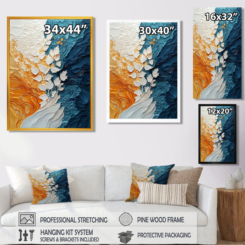 Orah - art mural abstrait, H 40 po x l 30 po, Reproduction encadrée d'une seule photo, Blanc