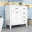 Meuble-lavabo autoportant avec lavabo en céramique, 3 tiroirs et armoire de rangement-977940258