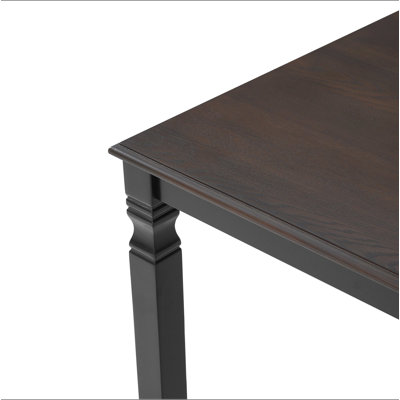 Table de salle à manger extensible de 150 à 195 cm pour 4 à 6 personnes, plateau en MDF plaqué chêne peint, style ferme moderne, pieds en hévéa massif, gain de place pour la cuisine ou la salle à manger, plateau espresso et piètement noir