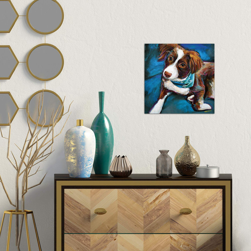 Australian Shepherd Puppy - Wrapped Canvas Painting, 45.72 cm H x 45.72 cm W x 1.91 cm D