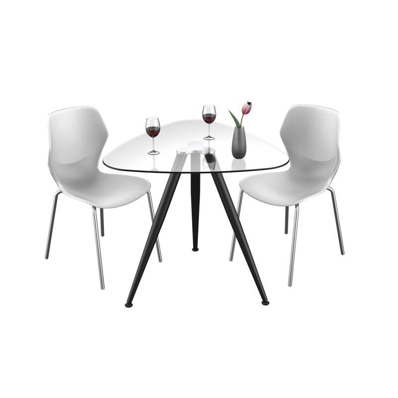 Glass Top Metal Base Dining Table, Black