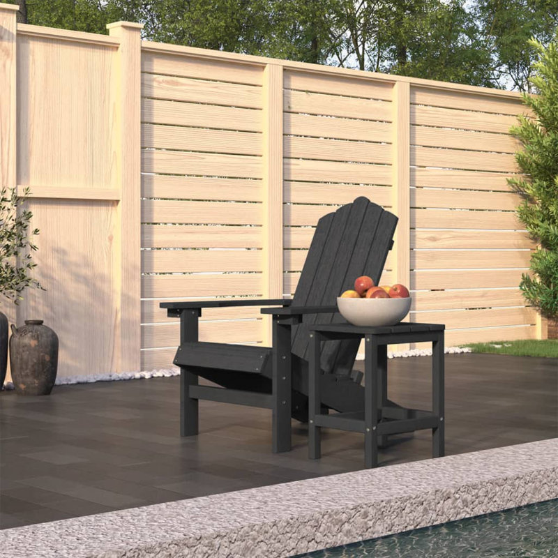 Patio Adirondack Chair with Table HDPE, Dark Gray