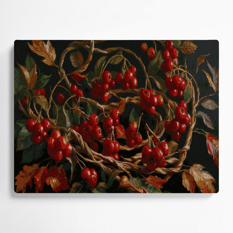 «Botanical Rose Hips», art mural en métal brun, H 12 po x l 18 po