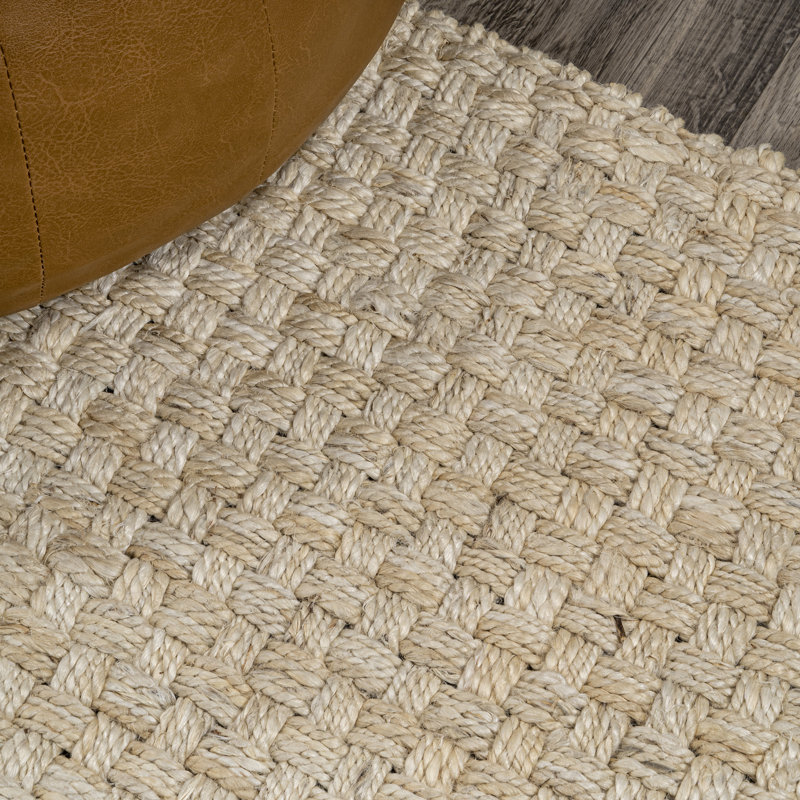 Tapis ivoire en jute tissé à la main Brodyn, Rectangulaire 3 pi x 5 pi