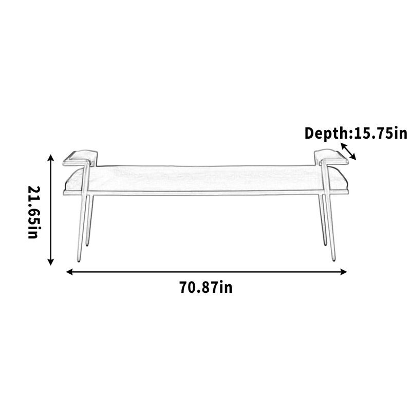 Soft-panel bench clothing store wear shoes and res, 21.65" H x 70.87" W x 15.75" D