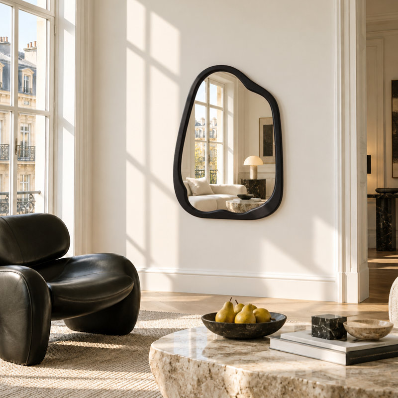 Miroir mural Modern Freeform, 32" x 24", Matte Black