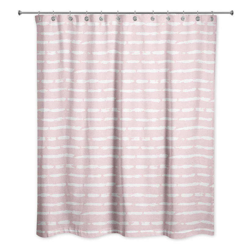  Rideau de douche rayé simple, Rosé / Blanc