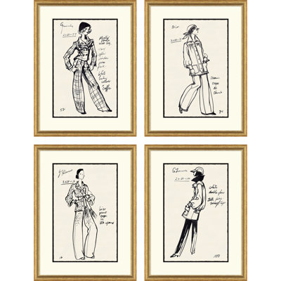 Vintage Fashion Sketches " Vintage Fashion Sketches " 4 - Pieces