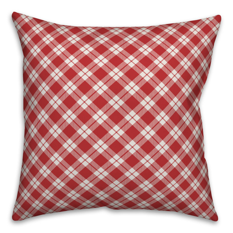 Geometric Reversible Throw Pillow, 16" x 16", Red Plaid