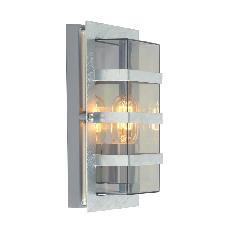 Brousseau 31cm H Outdoor Bulkhead Light, Black, Opal, 60W E27