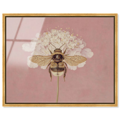 Décoration murale pétale monarque à imprimé acrylique rose par Art Remedy, cadre doré, 36 x 30