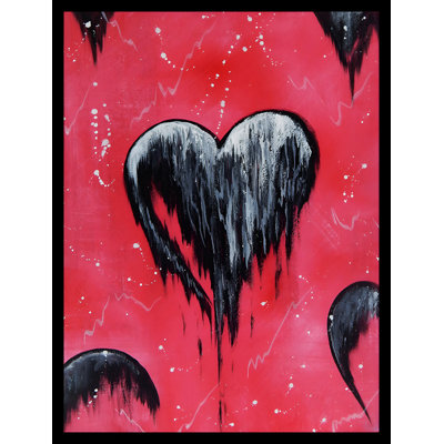«Red Pop Heart», reproduction de peinture acrylique encadrée par Ed Capeau