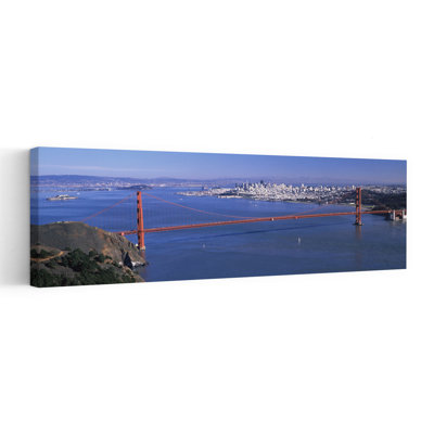 High Angle View Of A Suspension Bridge Golden Gate Bridge San Francisco California USA by Dan Merkel - Wrapped Canvas Panoramic Print