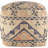 Upholstered Wool and Jute Ottoman