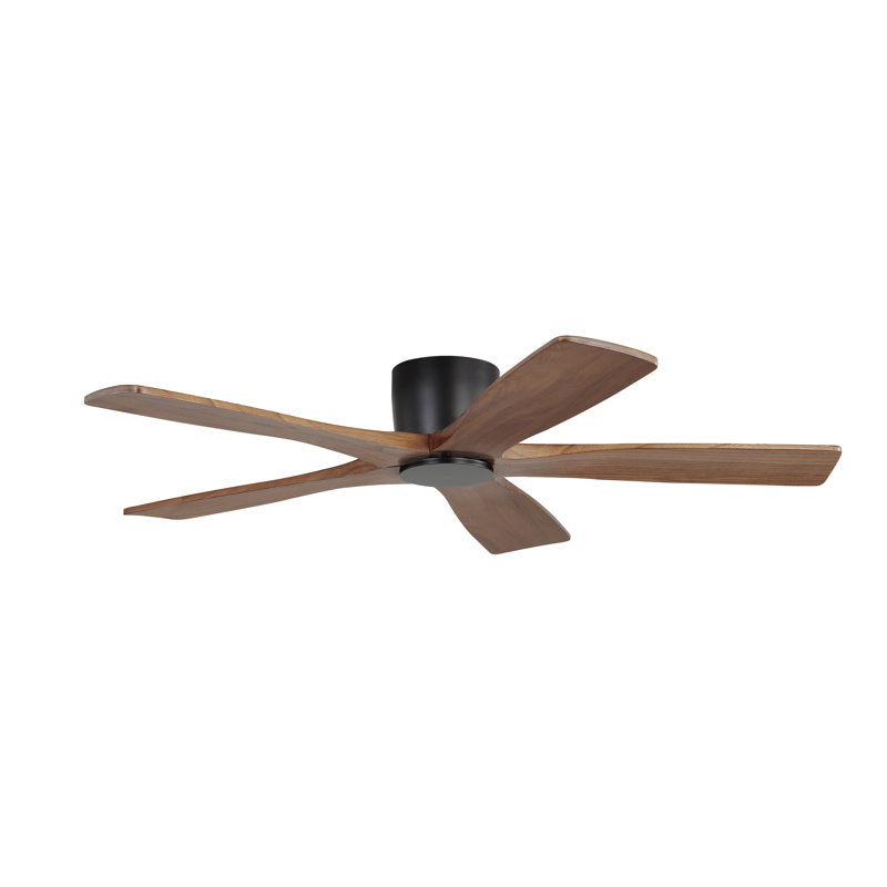 Ventilateur de plafond encastré à moteur à courant continu et à pales en bois massif 48 pouces Milan avec télécommande, noir et noyer Milan