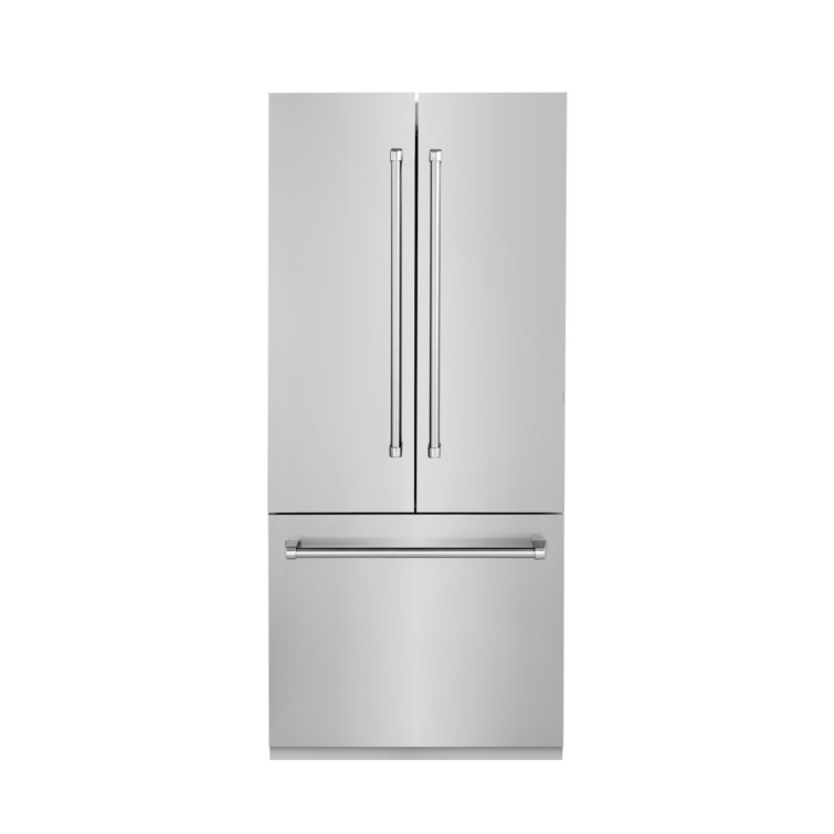 ZLINE 36 in. 19.6 cu. ft. French Door Built-In Bottom Freezer Refrigerator with Water Dispenser and Ice Maker in Satin Stainless Steel