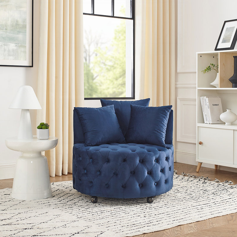 Chaise pivotante en velours, Velours bleu
