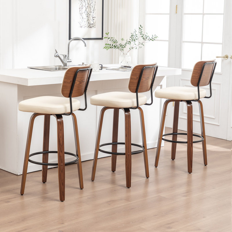 Swivel Upholstered Counter Stool, Counter Stool (26.37" Seat Height), Beige