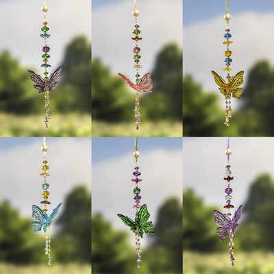 Accents de papillon en acrylique six pièces Katie-Jo en 6 couleurs assorties